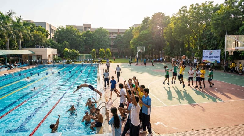 Sports facilities swimming pool at DY Patil International School Nerul.