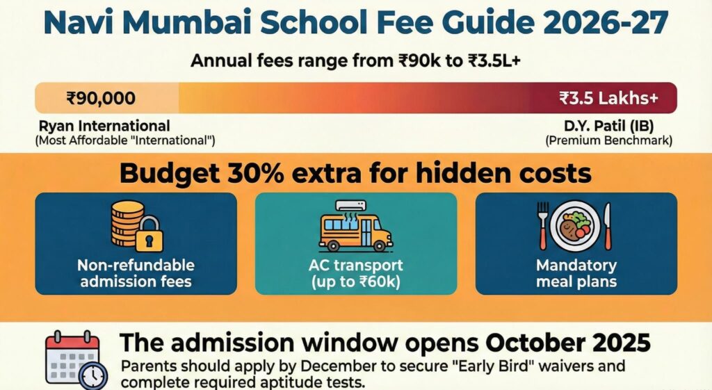 2026 School Fee Guide: Range ₹90k-₹3.5L, hidden costs like transport, and admission dates.