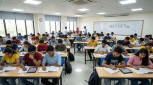 Students studying in a modern coaching classroom in Navi Mumbai.