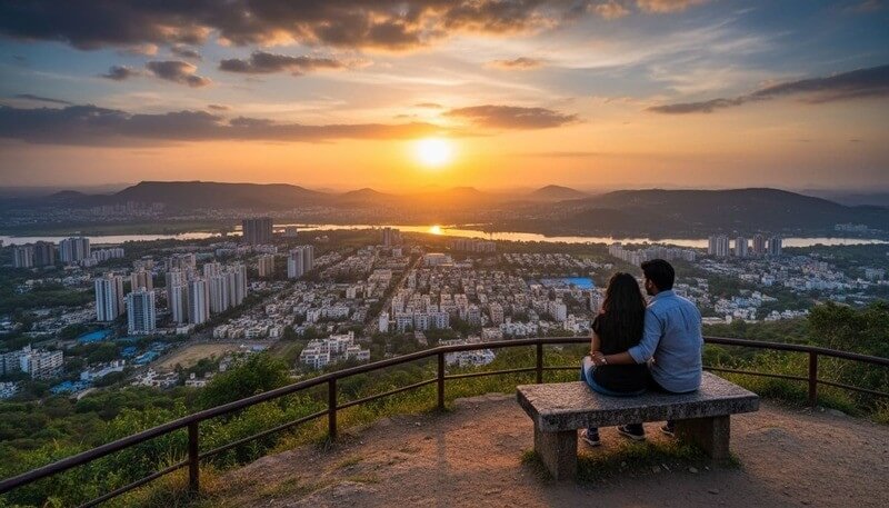 Parsik Hill viewpoint free Navi Mumbai skyline sunset panoramic view CBD Belapur budget tourist attraction