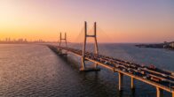 Atal Setu MTHL Mumbai Trans Harbour Link bridge aerial view