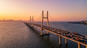 Atal Setu MTHL Mumbai Trans Harbour Link bridge aerial view