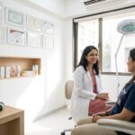 "Modern dermatology clinic in Navi Mumbai with a doctor consulting a patient in a clean professional setting