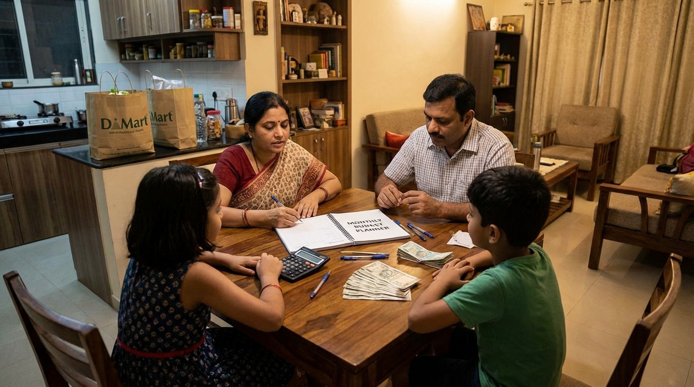 money saving hacks India - Indian family using budget saving tips at home