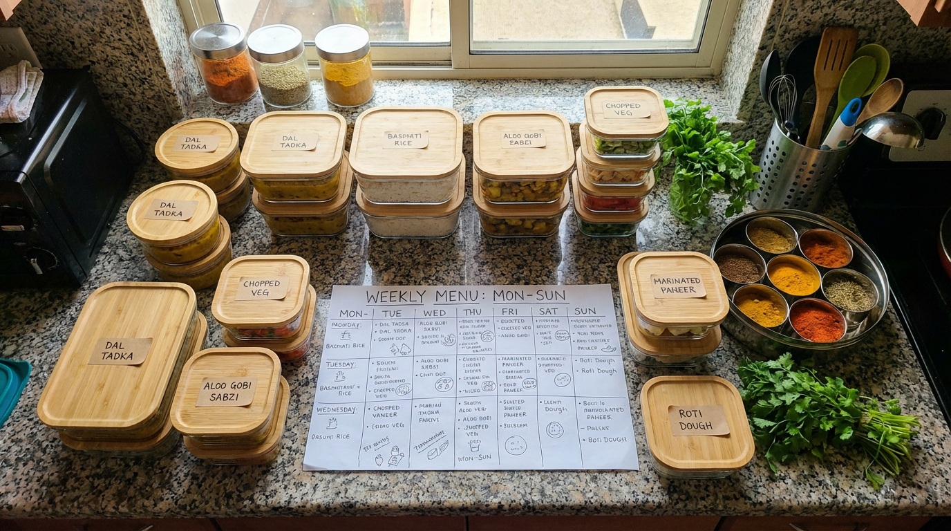 No eating out challenge - Mumbai family meal prep with home-cooked food to save money