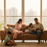 Indian family of four at home in Navi Mumbai planning health insurance cover for 2026