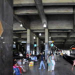 Mumbai local train arriving at Vashi station on the Harbour Line