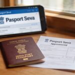 Indian passport and appointment slip for Passport Seva Kendra CBD Belapur Navi Mumbai
