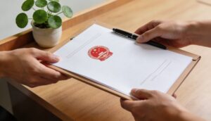 Property Mutation in Navi Mumbai: How to Transfer Property After Death, Gift, or Sale 3 Property mutation documents being exchanged at a Navi Mumbai revenue office