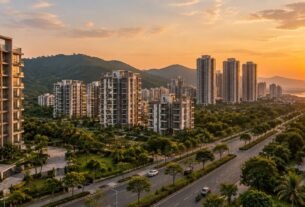 Illustrative AI-generated skyline of residential towers, not an actual Kharghar location.