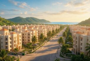 Illustrative AI-generated view of a planned residential township with mid-rise housing blocks, not an actual CIDCO location.