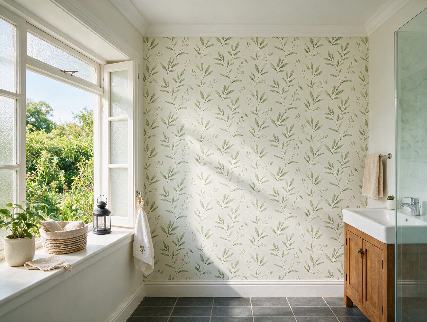Peel-and-Stick Wallpaper for Indian Homes: What to Check Before You Buy 5 Peel and stick wallpaper accent wall in a bathroom