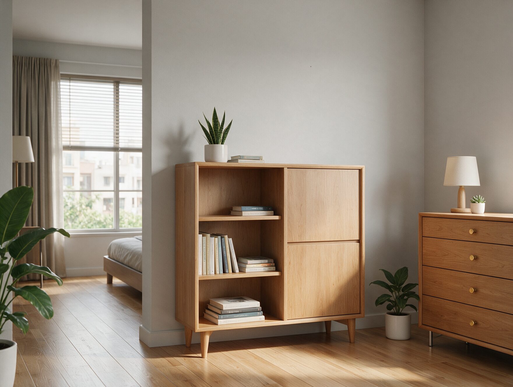 Rental Home Decor Ideas: No-Drill Options and Practical Checks 4 Freestanding storage furniture in a rented Indian apartment bedroom