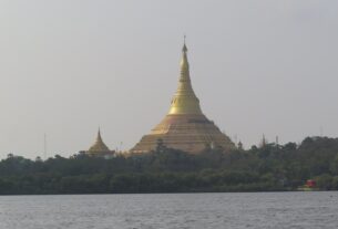 The golden dome of the Global Vipassana Pagoda at Gorai in Mumbai