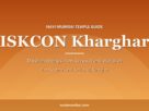 ISKCON Kharghar guide graphic: darshan timings, how to reach and visit plan