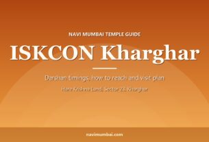 ISKCON Kharghar guide graphic: darshan timings, how to reach and visit plan