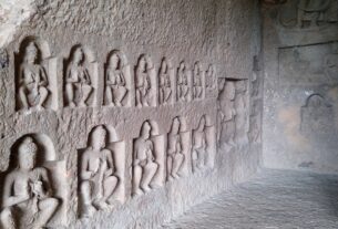 Rock-cut cave at Kanheri Caves in Sanjay Gandhi National Park