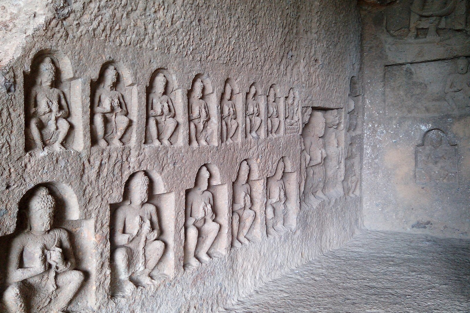 Rock-cut cave at Kanheri Caves in Sanjay Gandhi National Park