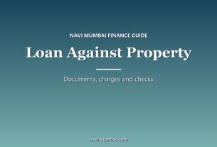 Loan against property guide graphic: documents, charges and checks