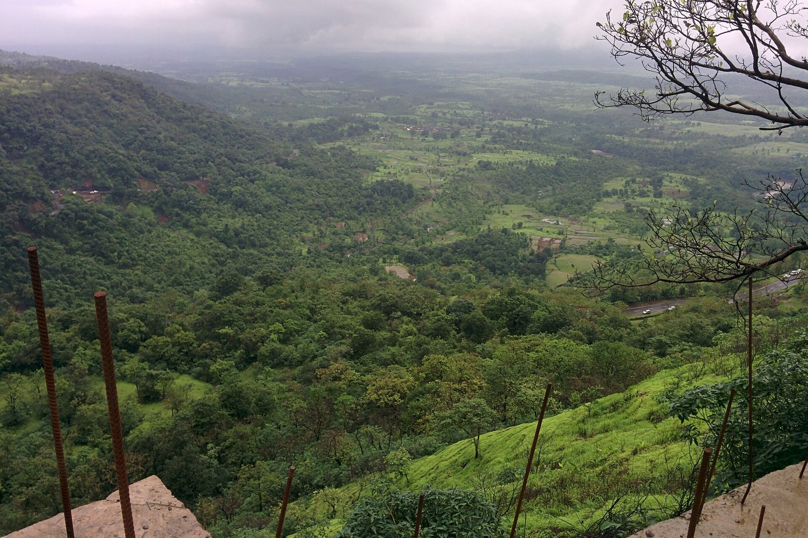 Green Western Ghats valley seen from Malshej Ghat in the monsoon