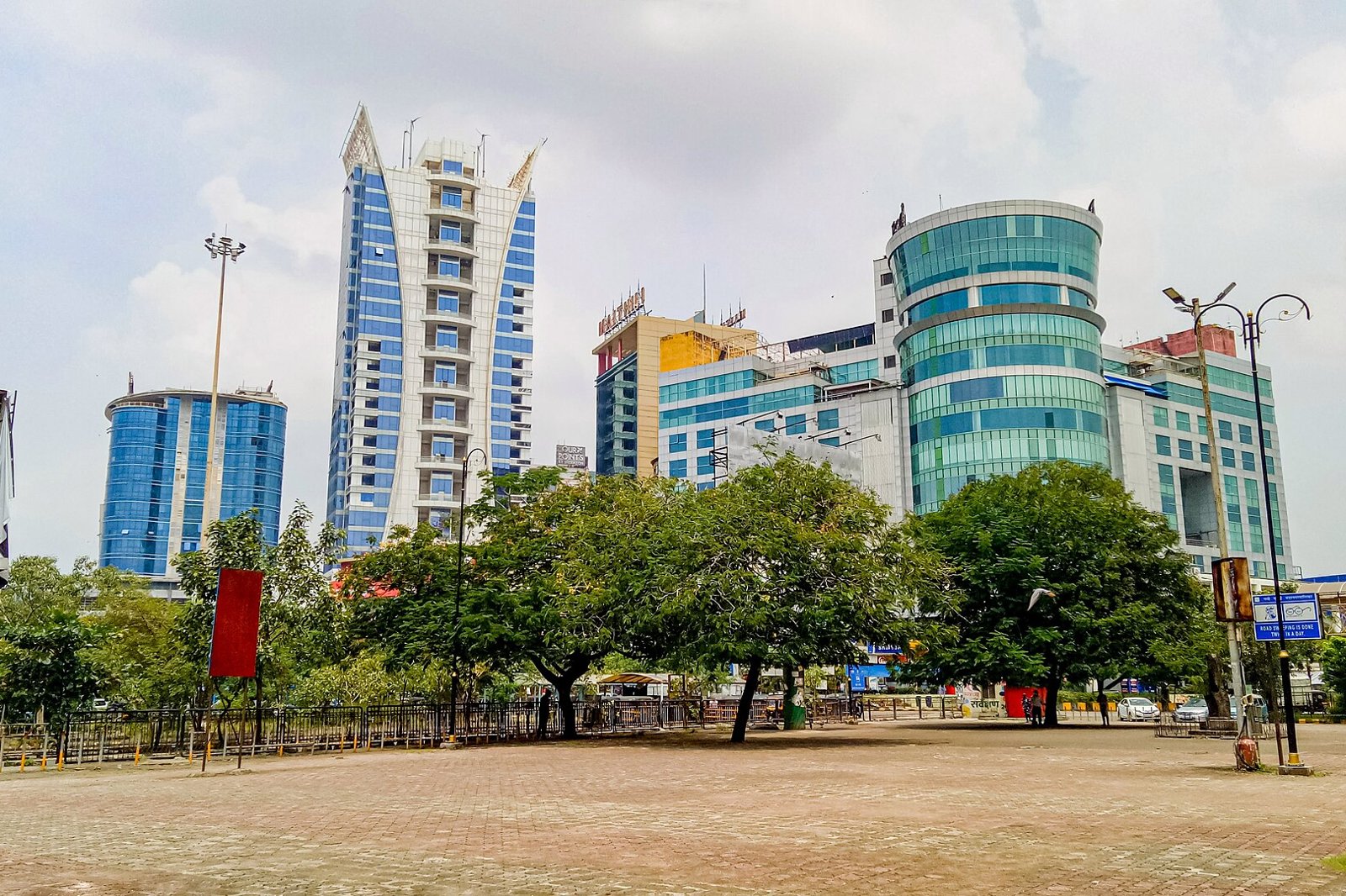 Office towers and a paved square near Vashi station in Navi Mumbai
