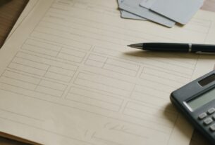 Income and identity documents, a pen and a calculator arranged on a desk, AI-generated illustrative render