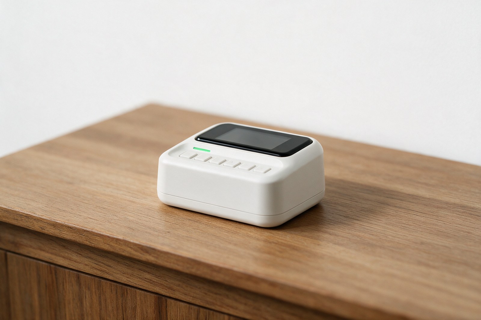 A fingerprint scanner on a counter in a bright office