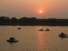 Paddle boats on the creek at sunset at Sagar Vihar, Vashi, in 2011