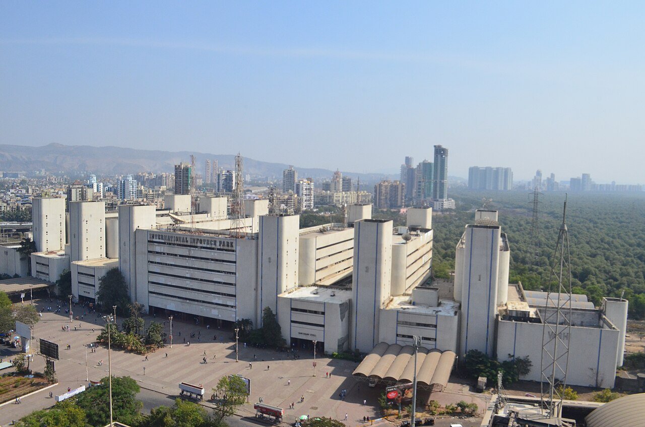 Aerial view of the Vashi railway station area with Infotech Park in Navi Mumbai